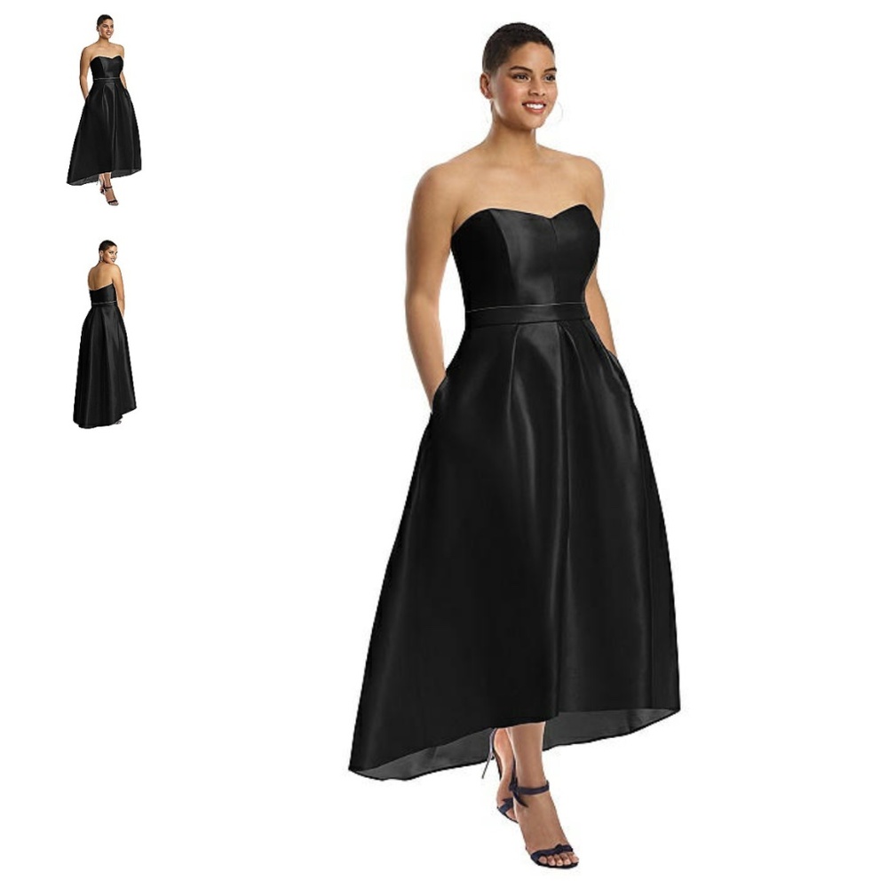 Alfred‎ Sung Strapless High Low Dress D699 Sweetheart Satin Women's Size 0 I